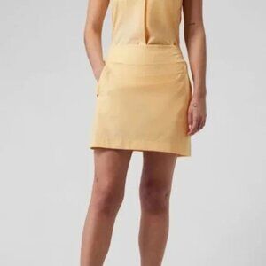Athleta Brooklyn Skort Zip Hip Pockets Interior Shorts Butter Yellow